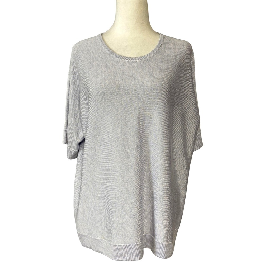 Eileen Fisher Sweater Womens XL Gray Lyocell Silk Crew Neck Dolman Oversized